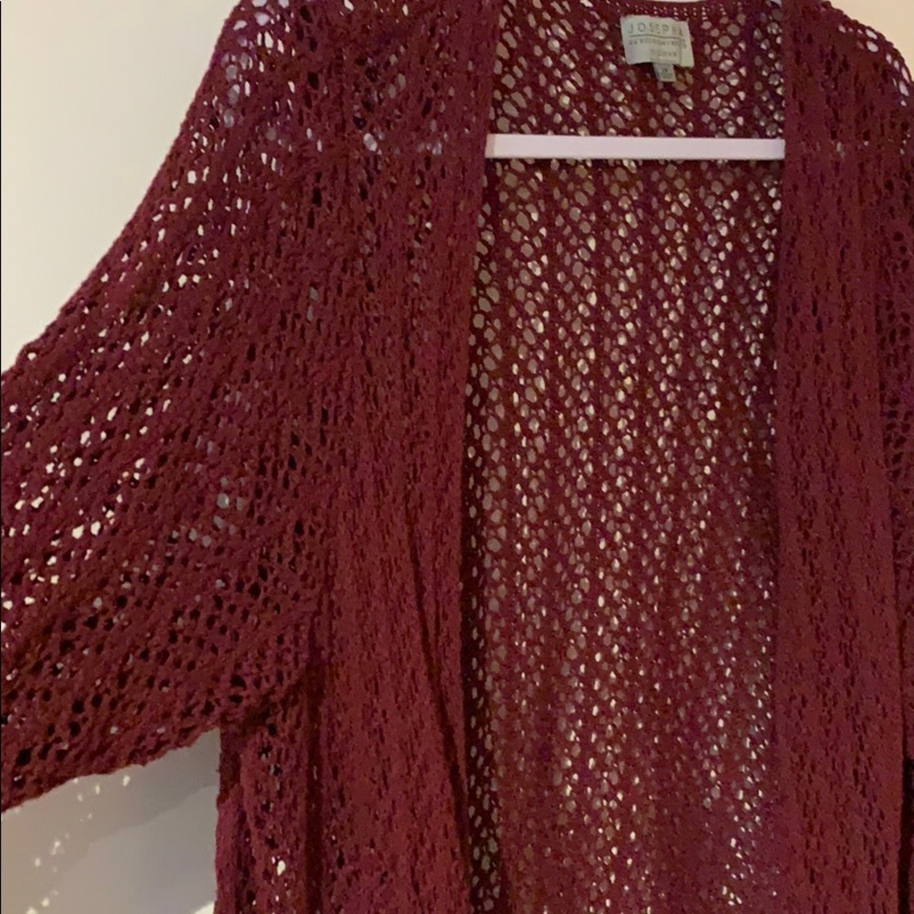 Maroon Macrame Style Open From Cardigan Size 2x - image 3